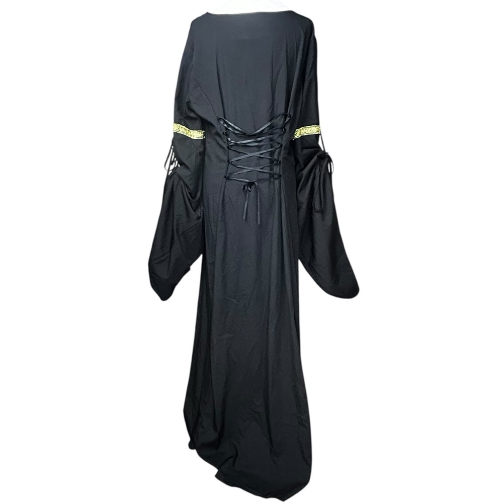 Renaissance Lace Up Dress 2XLBodice Trumpet Sleeve Goth Medieval Wench - Picture 3 of 11